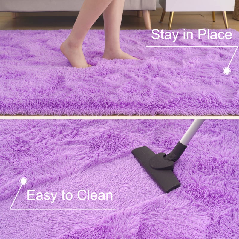 ST. BRIDGE Ultra Soft Fluffy Rugs for Bedroom 4x6 Feet, Shag Area Rugs for Living Room, Large Comfy Furry Rug for Girls Kids Baby Room Decor, Non Slip Nursery Rug Modern Indoor Fuzzy Floor Carpet, Purple - Image 5